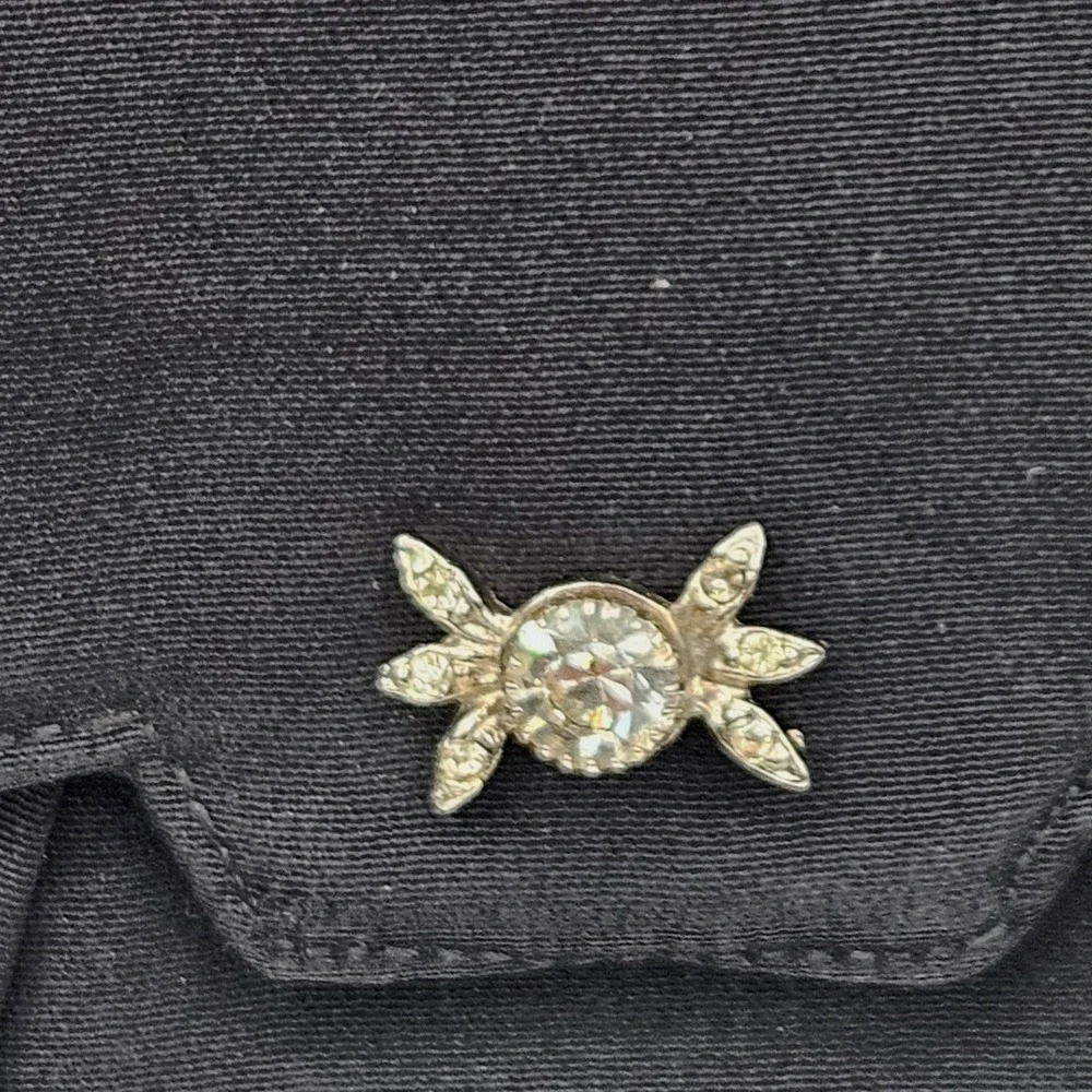Vintage Britemode Black Fabric‎ Evening Clutch Rhinestone Starburst Accent MCM